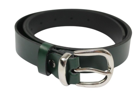 Pasek Damski Skórzany Arucce (PL) Skóra Licowa EXTRA 30 mm BUTELKOWA ZIELEŃ Metalowa Szlufka Srebrna Klamra