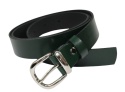 Pasek Damski Skórzany Arucce (PL) Skóra Licowa EXTRA 30 mm BUTELKOWA ZIELEŃ Metalowa Szlufka Srebrna Klamra