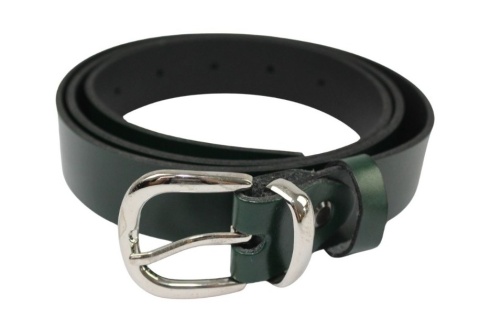 Pasek Damski Skórzany Arucce (PL) Skóra Licowa EXTRA 30 mm BUTELKOWA ZIELEŃ Metalowa Szlufka Srebrna Klamra