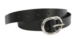 Pasek Damski Skórzany Arucce (PL) Skóra Licowa EXTRA 30 mm CZARNY Srebrna Klamra