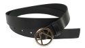 Pasek Damski Skórzany Arucce (PL) Skóra Licowa EXTRA 30 mm CZARNY Złota Ozdobna Klamra