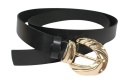Pasek Damski Skórzany Arucce (PL) Skóra Licowa EXTRA 30 mm CZARNY Złota Pleciona Klamra
