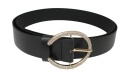 Pasek Damski Skórzany Arucce (PL) Skóra Licowa EXTRA 35 mm CZARNY Złota Klamra Z Cekinami