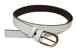 Pasek Damski Skórzany Arucce (PL) Skóra Licowa EXTRA Gładki 25 mm BIAŁY Złota Klamra