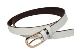 Pasek Damski Skórzany Arucce (PL) Skóra Licowa EXTRA Gładki 25 mm BIAŁY Złota Klamra