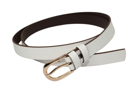 Pasek Damski Skórzany Arucce (PL) Skóra Licowa EXTRA Gładki 25 mm BIAŁY Złota Klamra