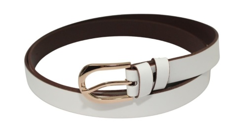 Pasek Damski Skórzany Arucce (PL) Skóra Licowa EXTRA Gładki 25 mm BIAŁY Złota Klamra