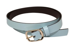 Pasek Damski Skórzany Arucce (PL) Skóra Licowa EXTRA Gładki 25 mm BŁĘKITNY Złota Klamra