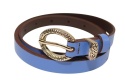 Pasek Damski Skórzany Gładki Arucce (PL) 15 mm Wąski Złota klamra Metalowa Szlufka INDYGO