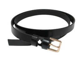 Pasek Damski Skórzany Gładki Arucce (PL) 20 mm Skóra Licowa CZARNY Wąski Złota Klamra 5