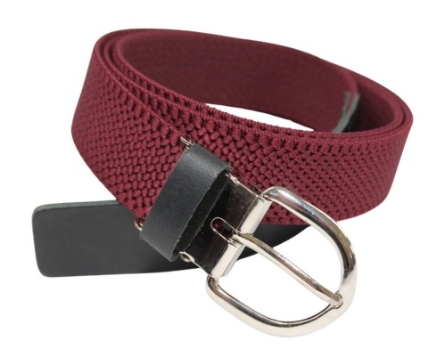 Pasek Gumowa Plecionka Polska Galanteria (PL) XXL Rozciągliwy BORDOWY 30 mm Klamra Tradycyjna Uniwersalny Zakres Zapinania