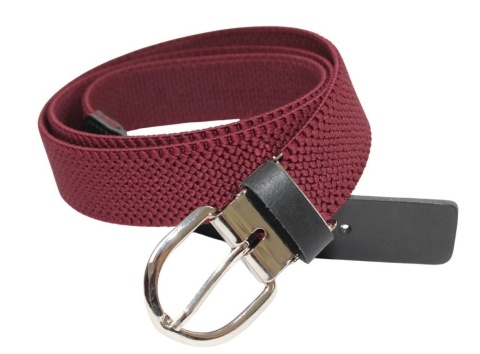 Pasek Gumowa Plecionka Polska Galanteria (PL) XXL Rozciągliwy BORDOWY 30 mm Klamra Tradycyjna Uniwersalny Zakres Zapinania