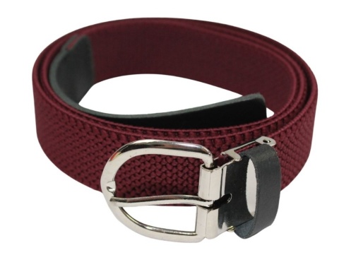 Pasek Gumowa Plecionka Polska Galanteria (PL) XXL Rozciągliwy BORDOWY 30 mm Klamra Tradycyjna Uniwersalny Zakres Zapinania