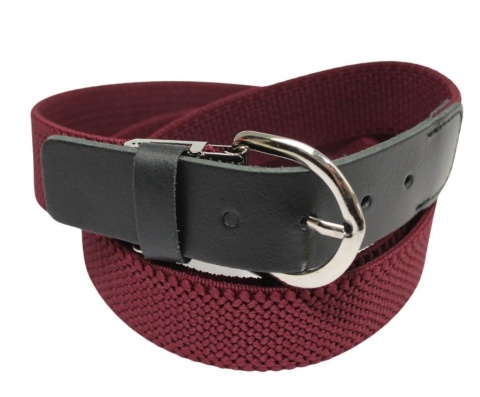 Pasek Gumowa Plecionka Polska Galanteria (PL) XXL Rozciągliwy BORDOWY 30 mm Klamra Tradycyjna Uniwersalny Zakres Zapinania