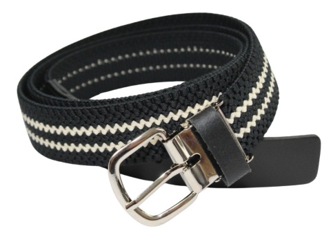 Pasek Gumowa Plecionka Polska Galanteria (PL) XXL Rozciągliwy CZARNO-BIAŁY 30 mm Klamra Tradycyjna Uniwersalny Zakres Zapinania