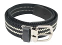 Pasek Gumowa Plecionka Polska Galanteria (PL) XXL Rozciągliwy CZARNO-BIAŁY 30 mm Klamra Tradycyjna Uniwersalny Zakres Zapinania