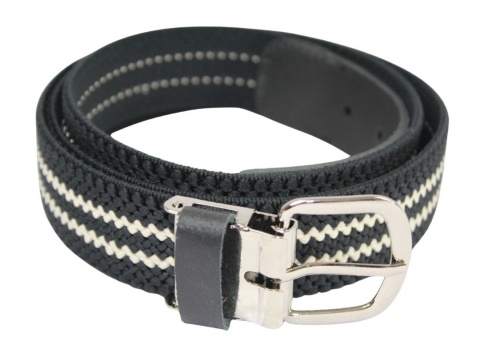Pasek Gumowa Plecionka Polska Galanteria (PL) XXL Rozciągliwy CZARNO-BIAŁY 30 mm Klamra Tradycyjna Uniwersalny Zakres Zapinania