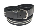 Pasek Gumowa Plecionka Polska Galanteria (PL) XXL Rozciągliwy CZARNO-BIAŁY 30 mm Klamra Tradycyjna Uniwersalny Zakres Zapinania