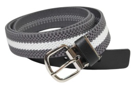 Pasek Gumowa Plecionka Polska Galanteria (PL) XXL Rozciągliwy SZARO-BIAŁY 30 mm Klamra Tradycyjna Uniwersalny Zakres Zapinania