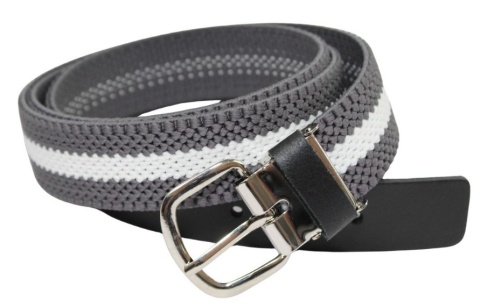 Pasek Gumowa Plecionka Polska Galanteria (PL) XXL Rozciągliwy SZARO-BIAŁY 30 mm Klamra Tradycyjna Uniwersalny Zakres Zapinania