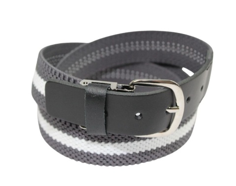 Pasek Gumowa Plecionka Polska Galanteria (PL) XXL Rozciągliwy SZARO-BIAŁY 30 mm Klamra Tradycyjna Uniwersalny Zakres Zapinania