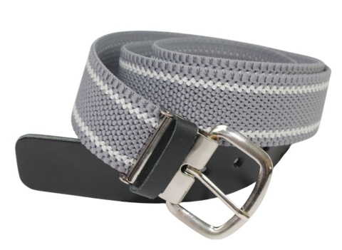Pasek Gumowa Plecionka Polska Galanteria (PL) XXL Rozciągliwy SZARO-BIAŁY 40 mm Klamra Tradycyjna Uniwersalny Zakres Zapinania