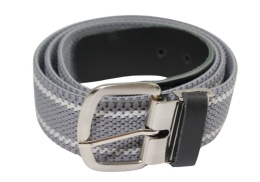 Pasek Gumowa Plecionka Polska Galanteria (PL) XXL Rozciągliwy SZARO-BIAŁY 40 mm Klamra Tradycyjna Uniwersalny Zakres Zapinania