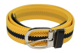 Pasek Gumowa Plecionka Polska Galanteria (PL) XXL Rozciągliwy ZÓŁTY-GRANAT 30 mm Klamra Tradycyjna Uniwersalny Zakres Zapinania
