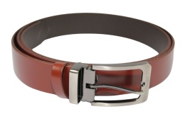 Pasek Skórzany ARUCCE (PL) Skóra Licowa EXTRA 35 mm KASZTANOWY Gładki Klamra Nowoczesna