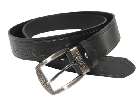 Pasek Skórzany CezMar (PL) Tłoczony Napis "CITY CISCO AUTHENTIC" Skóra Licowa EXTRA 40 mm Czarny