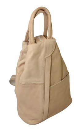 Plecak Skórzany PolskaGalanteria (PL) JOANNA Skóra Naturalna Licowa  JASNY BRZOSKWINIOWY 