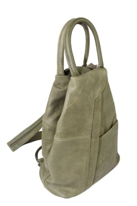 Plecak Skórzany PolskaGalanteria (PL) JOANNA Surowa Skóra OLIWKOWY