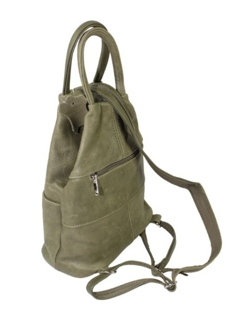 Plecak Skórzany PolskaGalanteria (PL) JOANNA Surowa Skóra OLIWKOWY