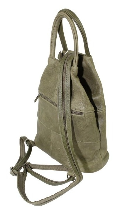 Plecak Skórzany PolskaGalanteria (PL) JOANNA Surowa Skóra OLIWKOWY