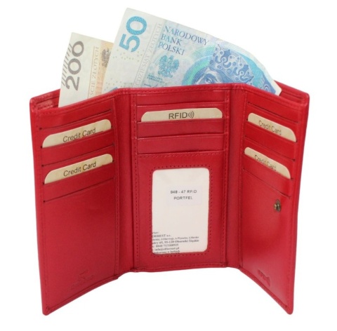 Portfel Damski Skórzany El Forest (PL) Skóra Bydlęca Klamra 14 cm RFID 948 47 GRANATOWY 14,5 x 9 x 2,5 [cm]