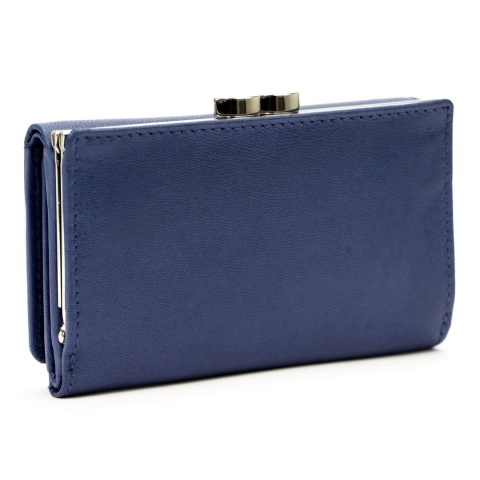 Portfel Damski Skórzany El Forest (PL) Skóra Bydlęca Klamra 14 cm RFID 948 47 GRANATOWY 14,5 x 9 x 2,5 [cm]