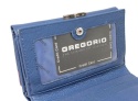Portfel Damski Skórzany GREGORIO 14 cm Klamra i Klapka Skóra Naturalna FRZ-108 NIEBIESKI Z CZERWONYM 14 x 9 x 3,5 [cm]