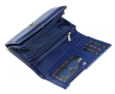 Portfel Damski Skórzany GREGORIO Duży Z Suwakiem Lakierowany RFID GF-112 CZERWONY 15 x 10 x 4 [cm]