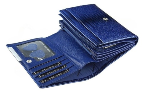 Portfel Damski Skórzany GREGORIO Duży Z Suwakiem Lakierowany RFID GF-112 CZARNY 15 x 10 x 4 [cm]