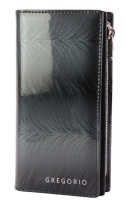 Portfel Damski Skórzany GREGORIO Lakierowany Długi Z Suwakiem Na Zewnątrz FF-124 CZARNY 19,5 x 10 x 3,5 [cm]