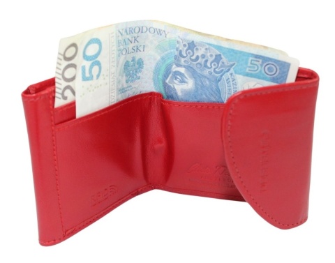 Portfelik Uniwersalny Mała Sakieweczka Skórzana Peterson MARS II Skóra Naturalna RFID RD-N08G CZERWONY 8,5 x 9 x 2 [cm]