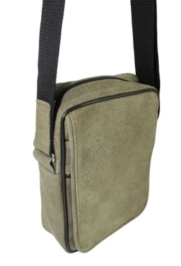 Skórzana Torba Na Ramię Pionowa GRETOS (PL) OLIWKOWA Listonoszka Z Klapką Na Rzep 25 x 18 x 8 [cm]