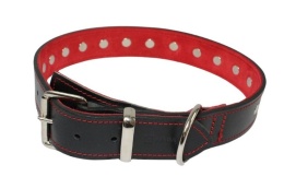 Solidna Obroża Dla Psa Czarna z Czerwoną Nitką Skóra Naturalna 35 mm 56/65 [cm] WIREX (PL)