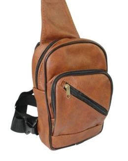 Torba Skórzana Na Ramię Nerka Noszona Na Skos GRETOS (PL) BRĄZOWA Praktyczna I Wygodna 27 x 17 x 5 [cm]