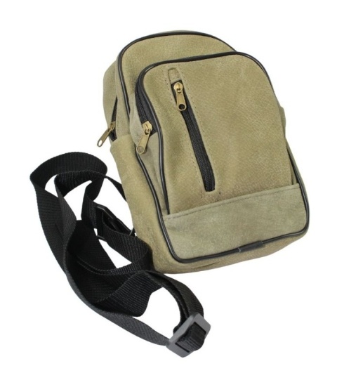 Torba Skórzana Na Ramię Nerka Noszona Na Skos GRETOS (PL) OLIWKOWA Praktyczna I Wygodna 27 x 17 x 5 [cm]