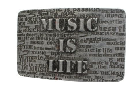 Klamra Bezniklowa Do Paska Sprzączka Pełna Blaszka Z Bolczykiem 40 mm Metalowa Solidna KBOL40/97 "MUSIC IS LIFE"