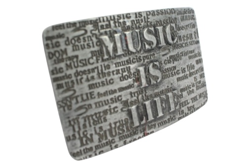 Klamra Bezniklowa Do Paska Sprzączka Pełna Blaszka Z Bolczykiem 40 mm Metalowa Solidna KBOL40/97 "MUSIC IS LIFE"