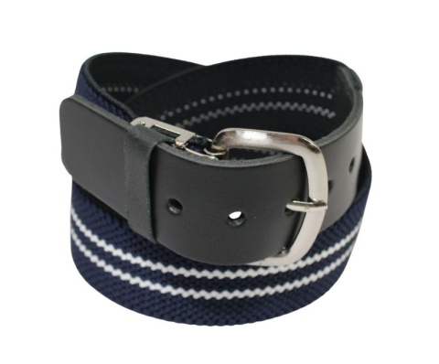 Pasek Gumowa Plecionka Polska Galanteria (PL)Super Rozciągliwy 40 mm Klamra Tradycyjna Szeroki Zakres Zapinania GRANAT Z BIAŁYM