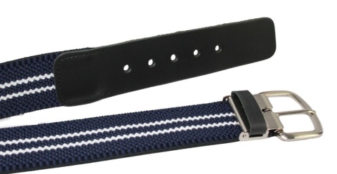 Pasek Gumowa Plecionka Polska Galanteria (PL)Super Rozciągliwy 40 mm Klamra Tradycyjna Szeroki Zakres Zapinania GRANAT Z BIAŁYM