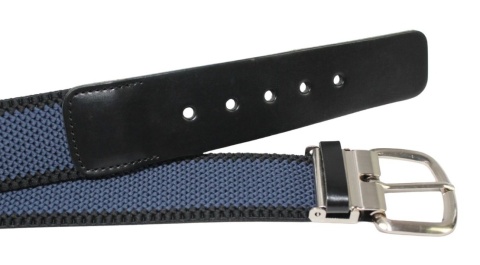 Pasek Gumowa Plecionka Polska Galanteria (PL)Super Rozciągliwy 40 mm Klamra Tradycyjna Szeroki Zakres Zapinania GRANAT Z CZARNYM